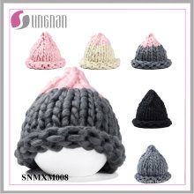 Melhor Design Feitiço Cor Doce Meninas Mão-Knitting Acrílico Hat (SNMXM008)